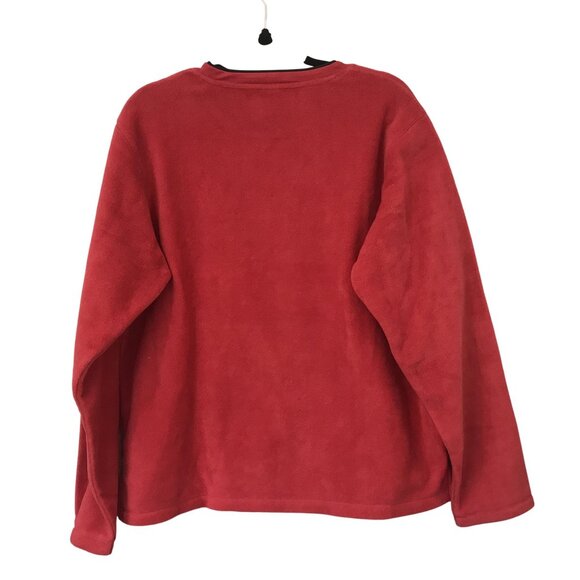 Peanuts Snoopy Skater Embroidered Red Fleece Pullover Sweatshirt XL Vintage Y2K - Picture 2 of 7